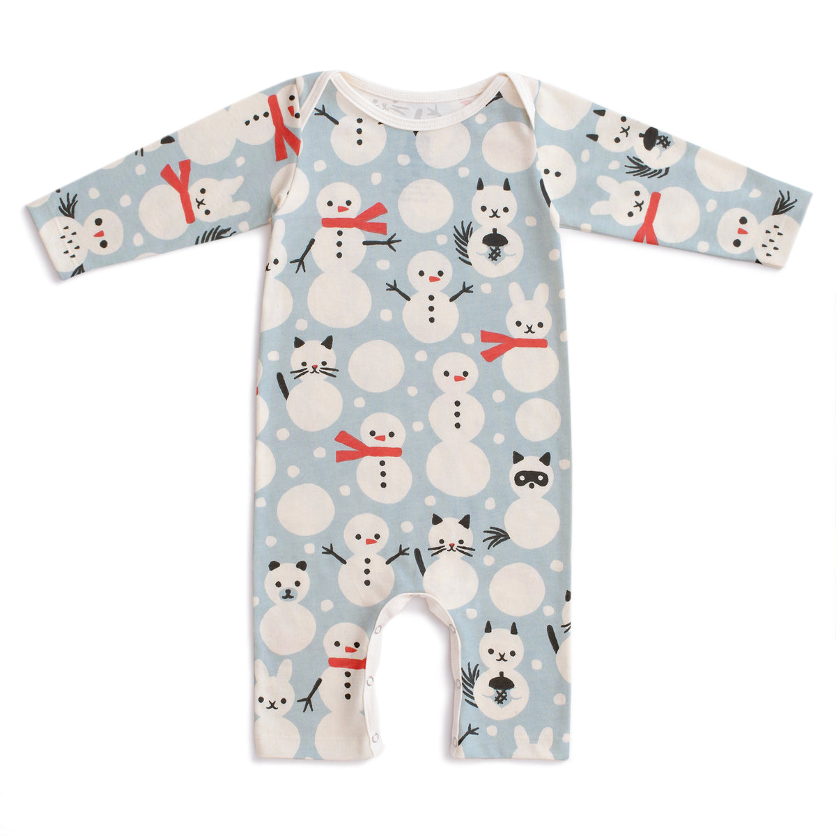 Long Sleeve Romper - Snow Creatures Sky Blue