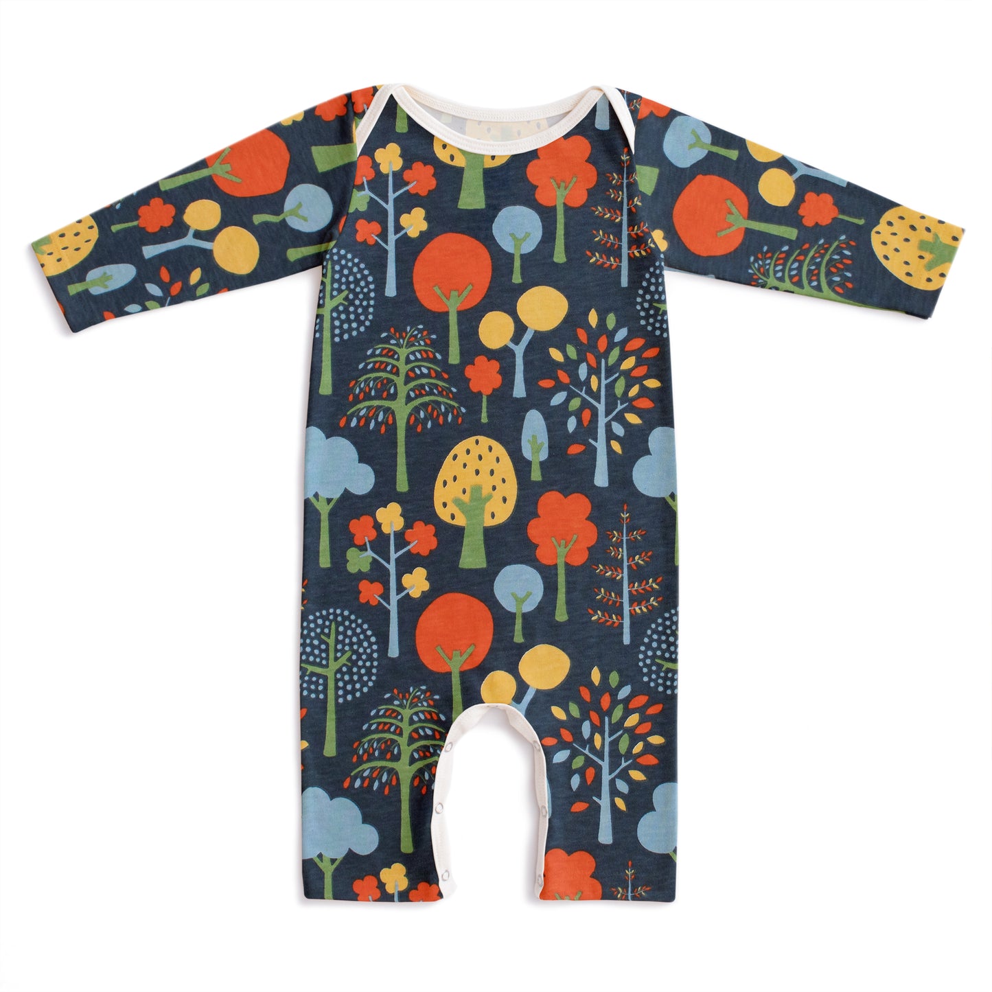Long Sleeve Romper - Trees Navy & Green
