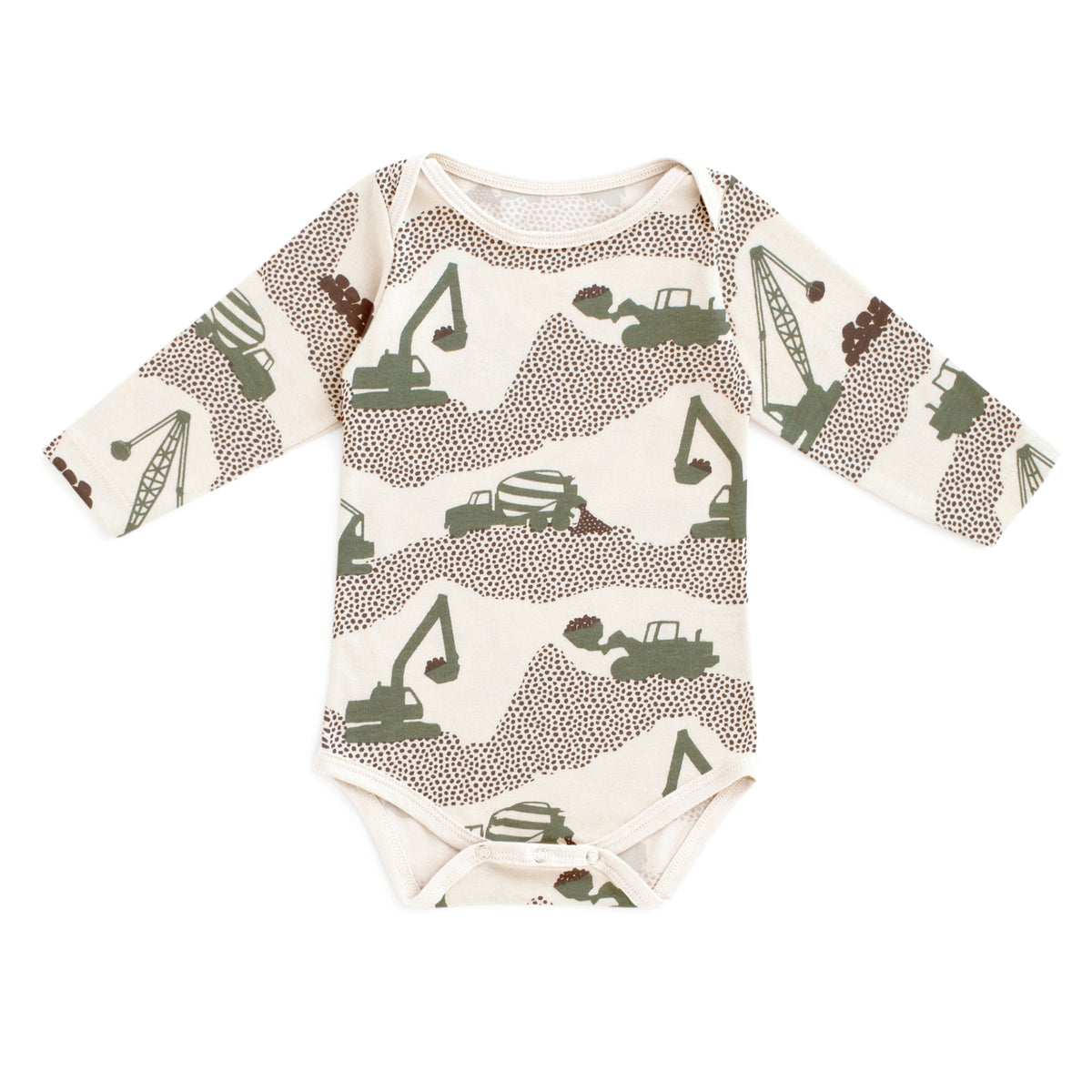 Long Sleeve Snapsuit - Construction Forest Green