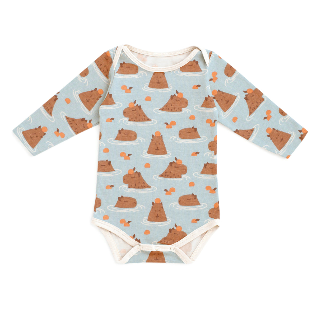 Long-Sleeve Snapsuit - Capybaras Blue