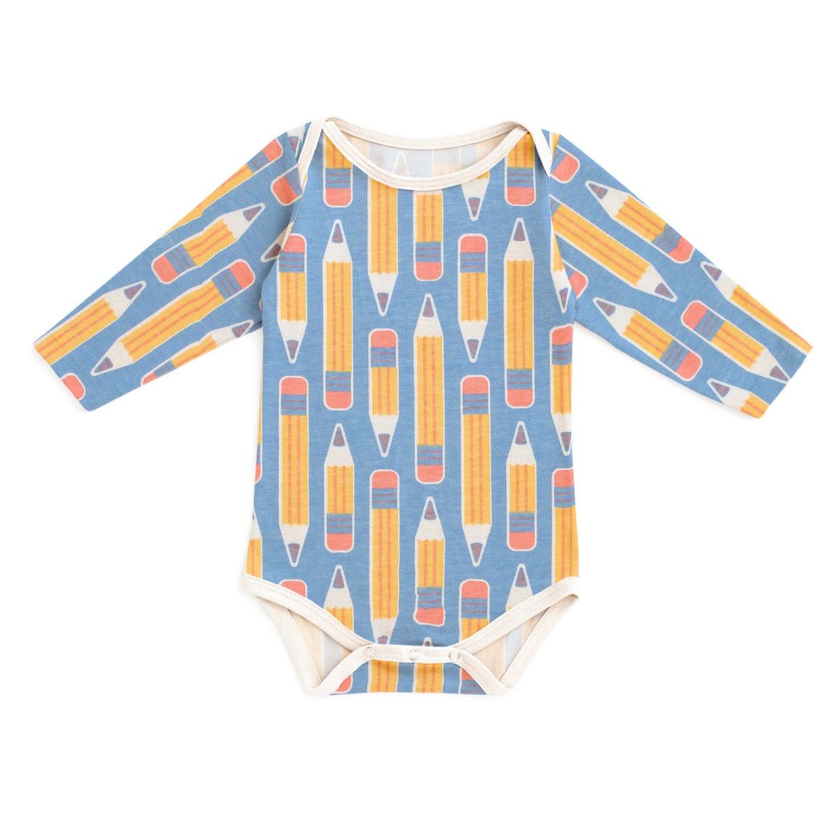 Long-Sleeve Snapsuit - Pencils Blue
