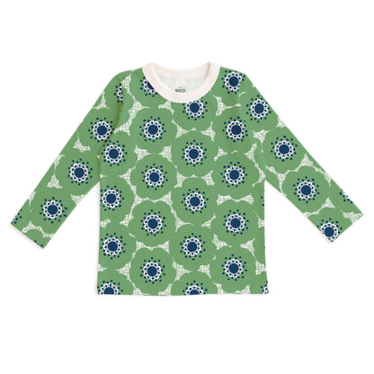 Long-Sleeve Tee - Anemones Green & Navy