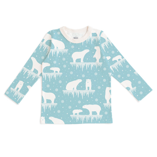 Long Sleeve Tee - Polar Bears Arctic Blue - Pretty Much Perfect