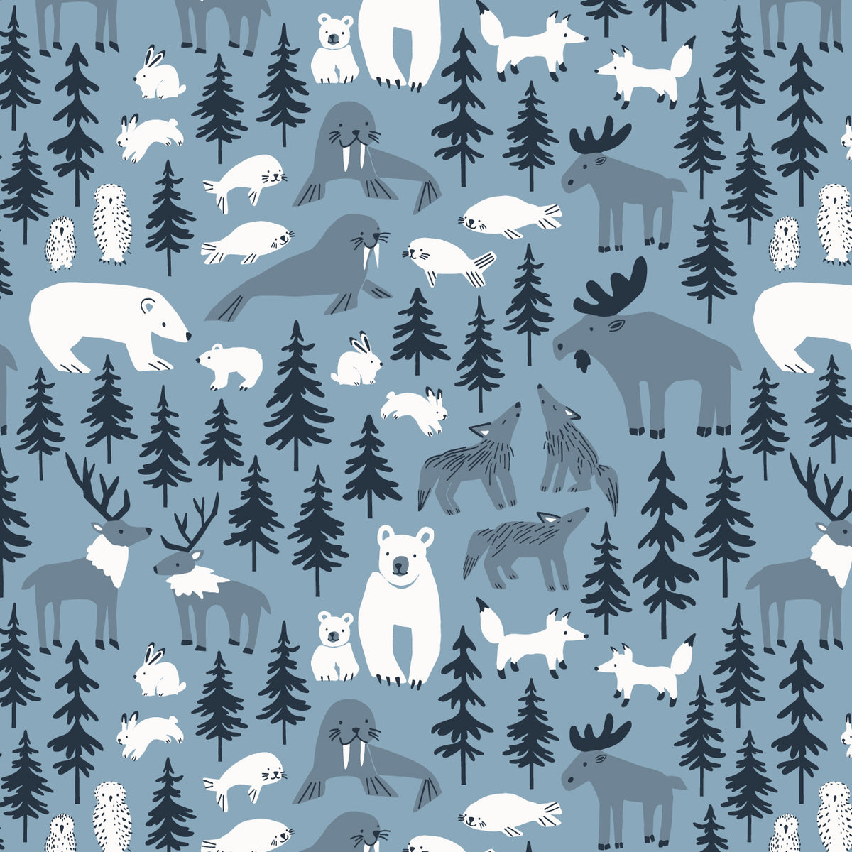Copenhagen Dress - Northern Animals Mountain Blue