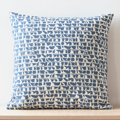 Belgian Linen Pillow Case - Corrugated Blue
