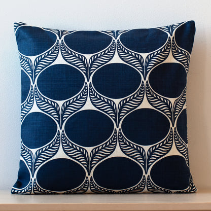 Belgian Linen Pillow Case - June Leaf Navy