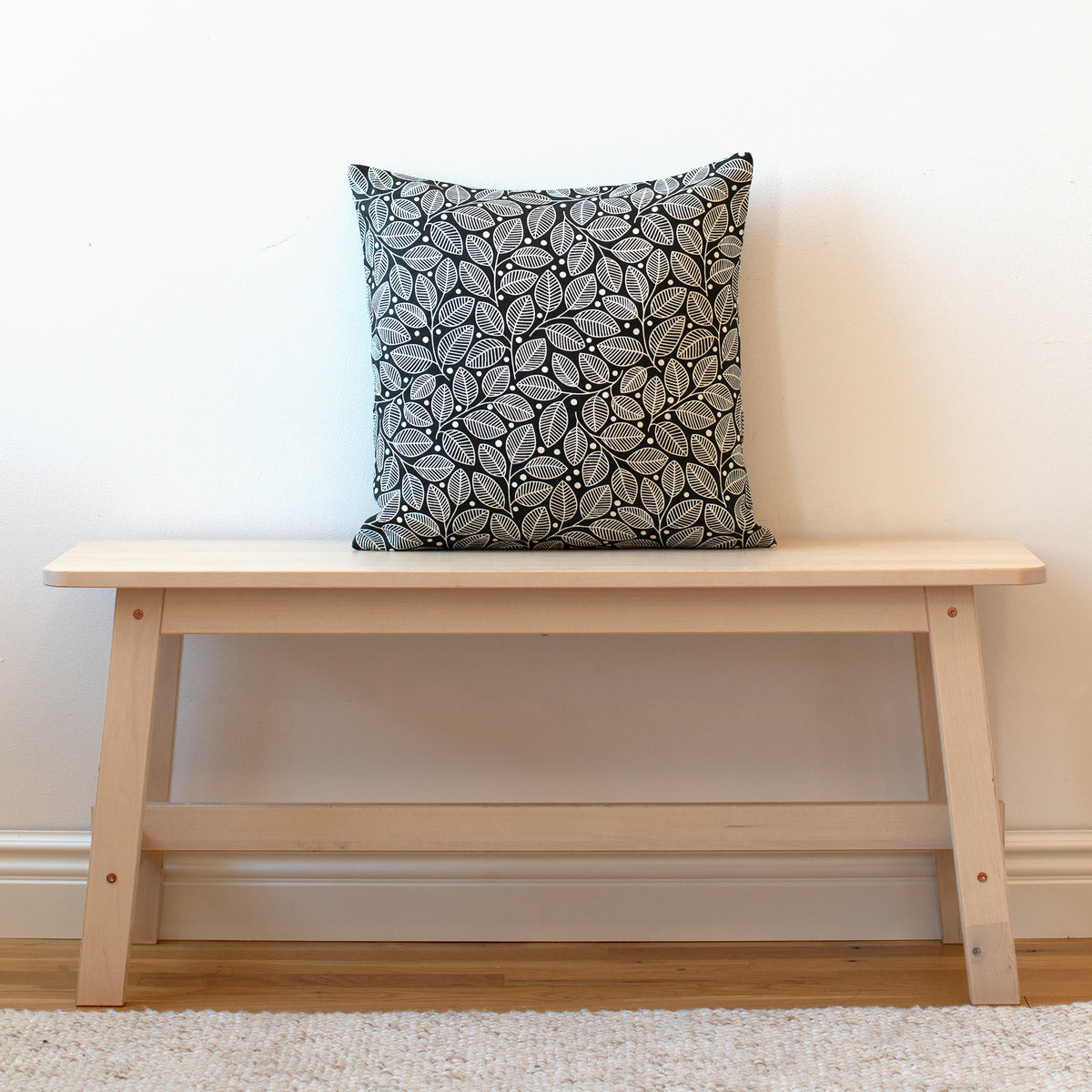 Belgian Linen Pillow Case - Leaves & Berries Charcoal