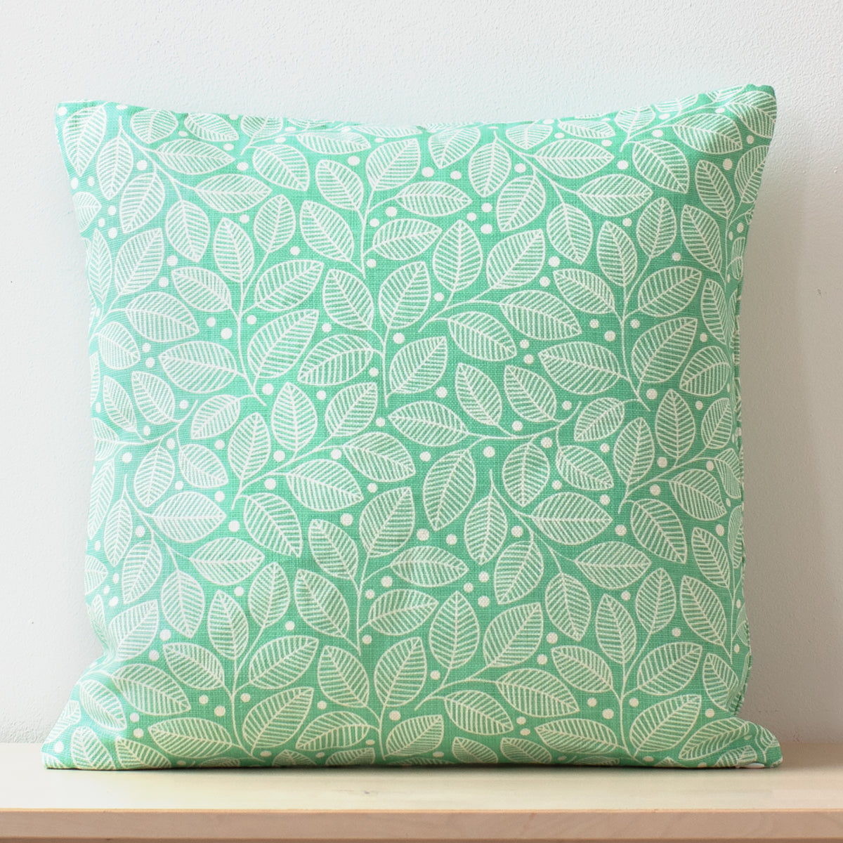 Belgian Linen Pillow Case - Leaves & Berries Green