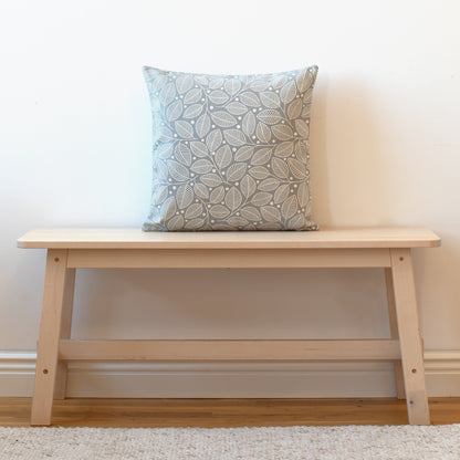 Pillow Case - Leaves & Berries Pale Grey