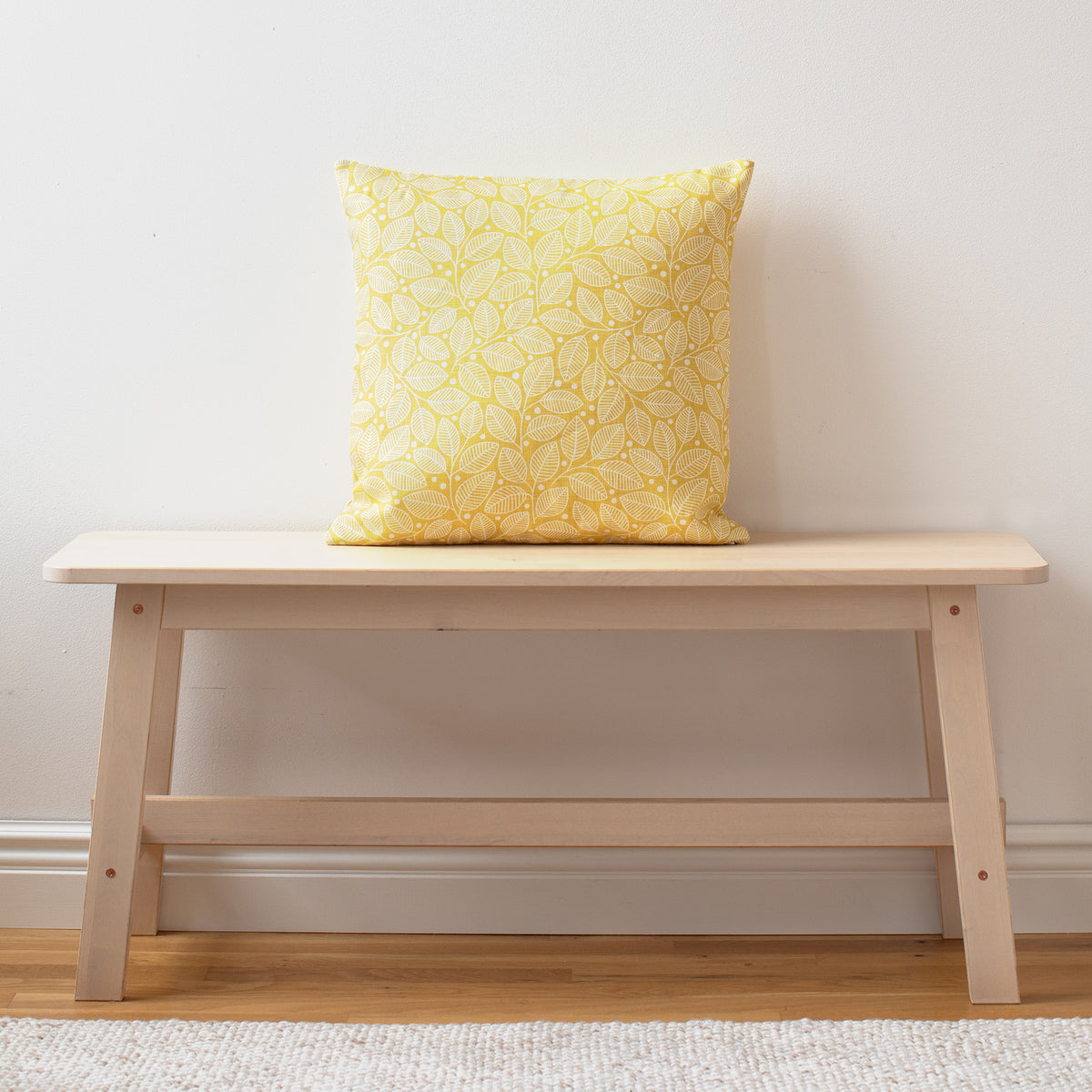 Belgian Linen Pillow Case - Leaves & Berries Yellow