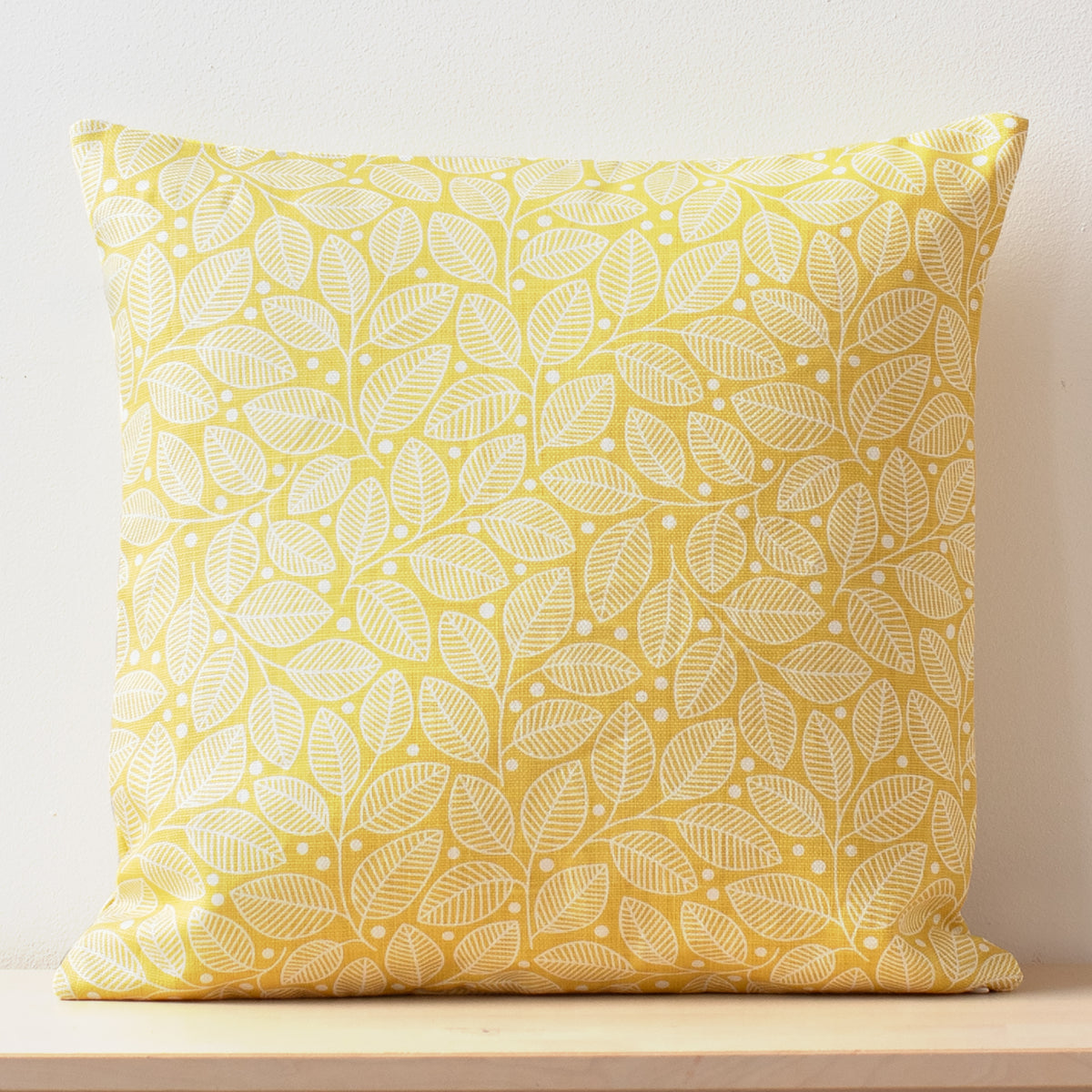 Belgian Linen Pillow Case - Leaves & Berries Yellow