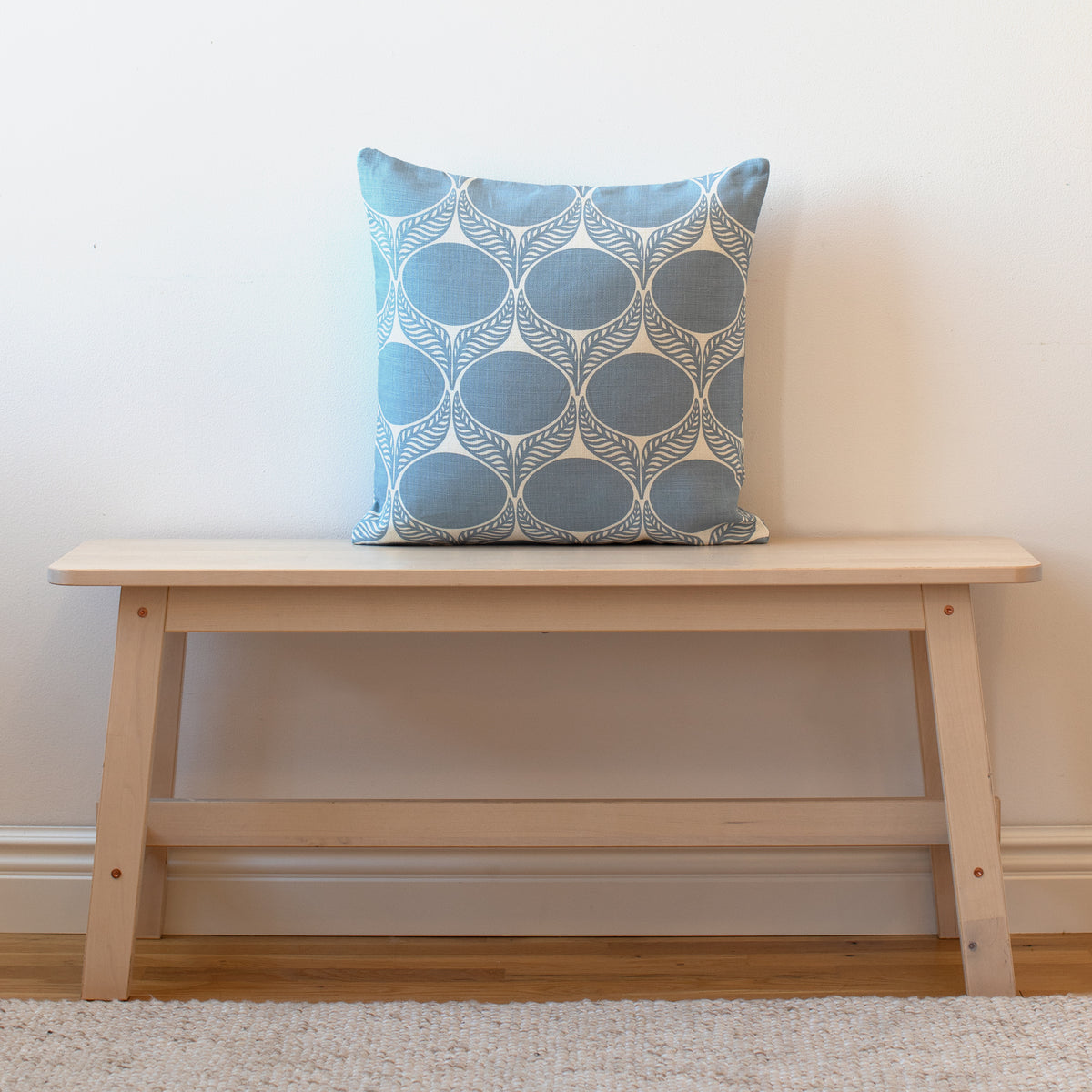 Belgian Linen Pillow Case - June Leaf Pale Blue