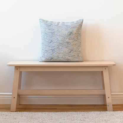 Belgian Linen Pillow Case - Ocean Waves Blue