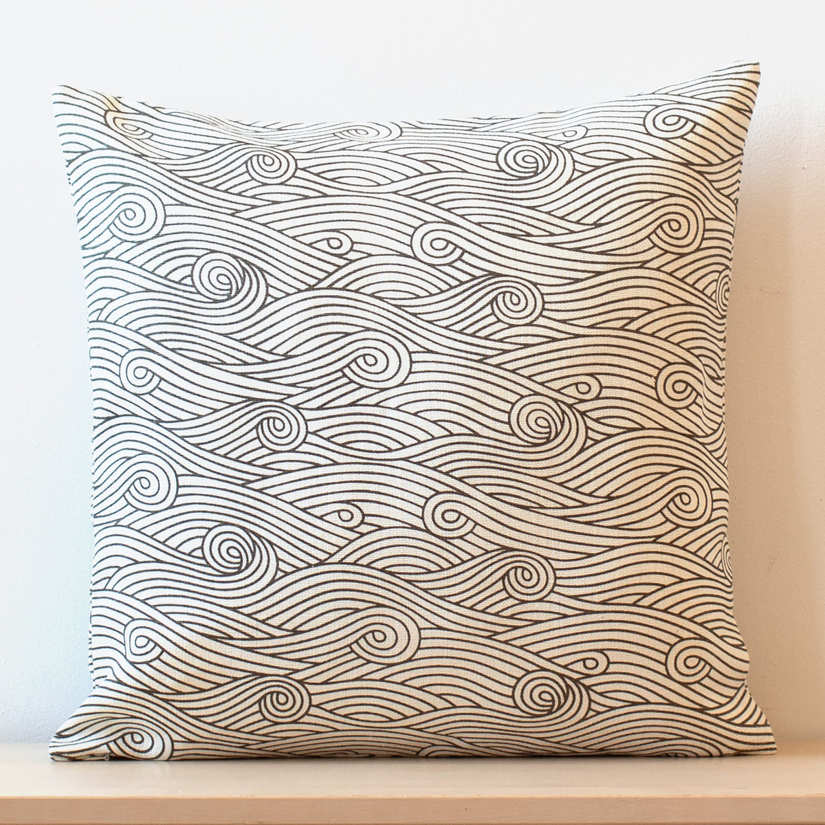 Belgian Linen Pillow Case - Ocean Waves Brown