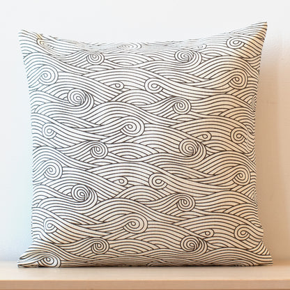 Belgian Linen Pillow Case - Ocean Waves Brown