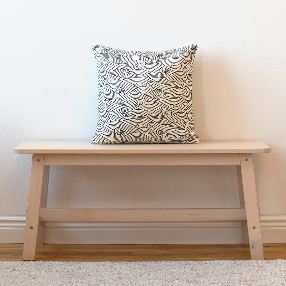 Belgian Linen Pillow Case - Ocean Waves Charcoal