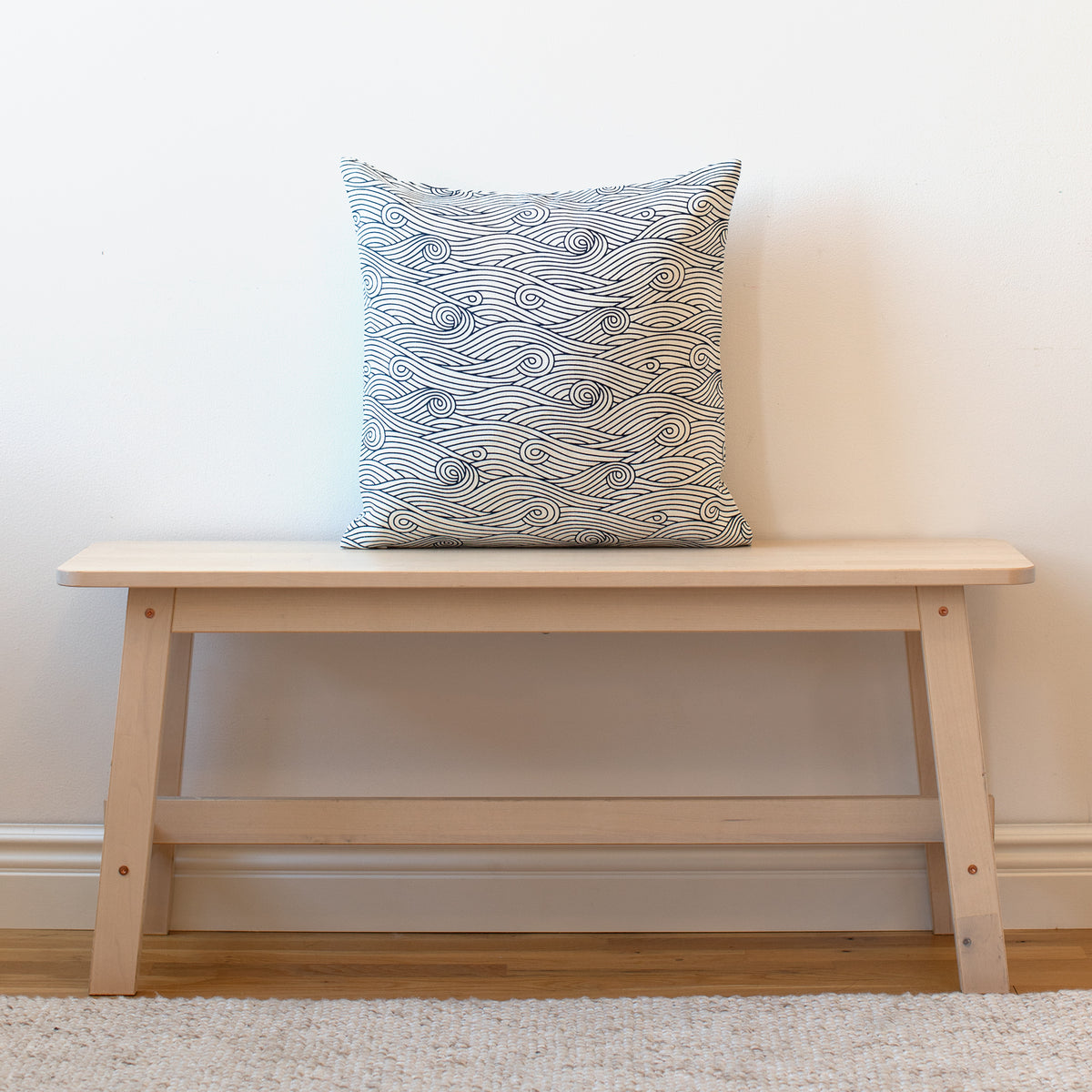 Belgian Linen Pillow Case - Ocean Waves Navy