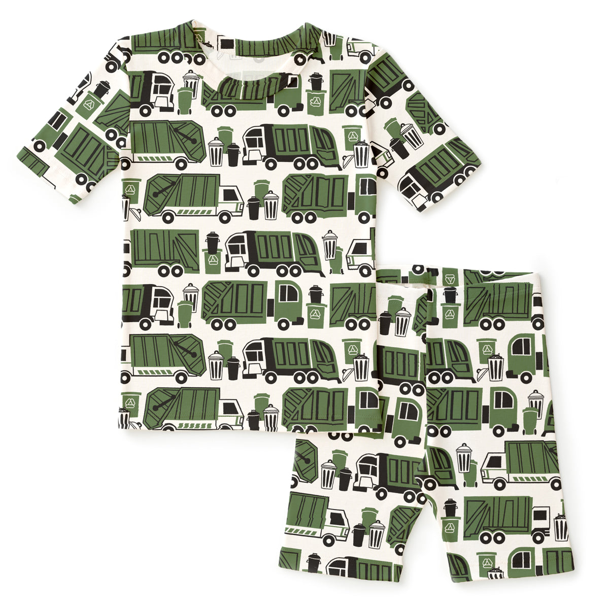 Kids Summer Pajama Set - Garbage & Recycling Green
