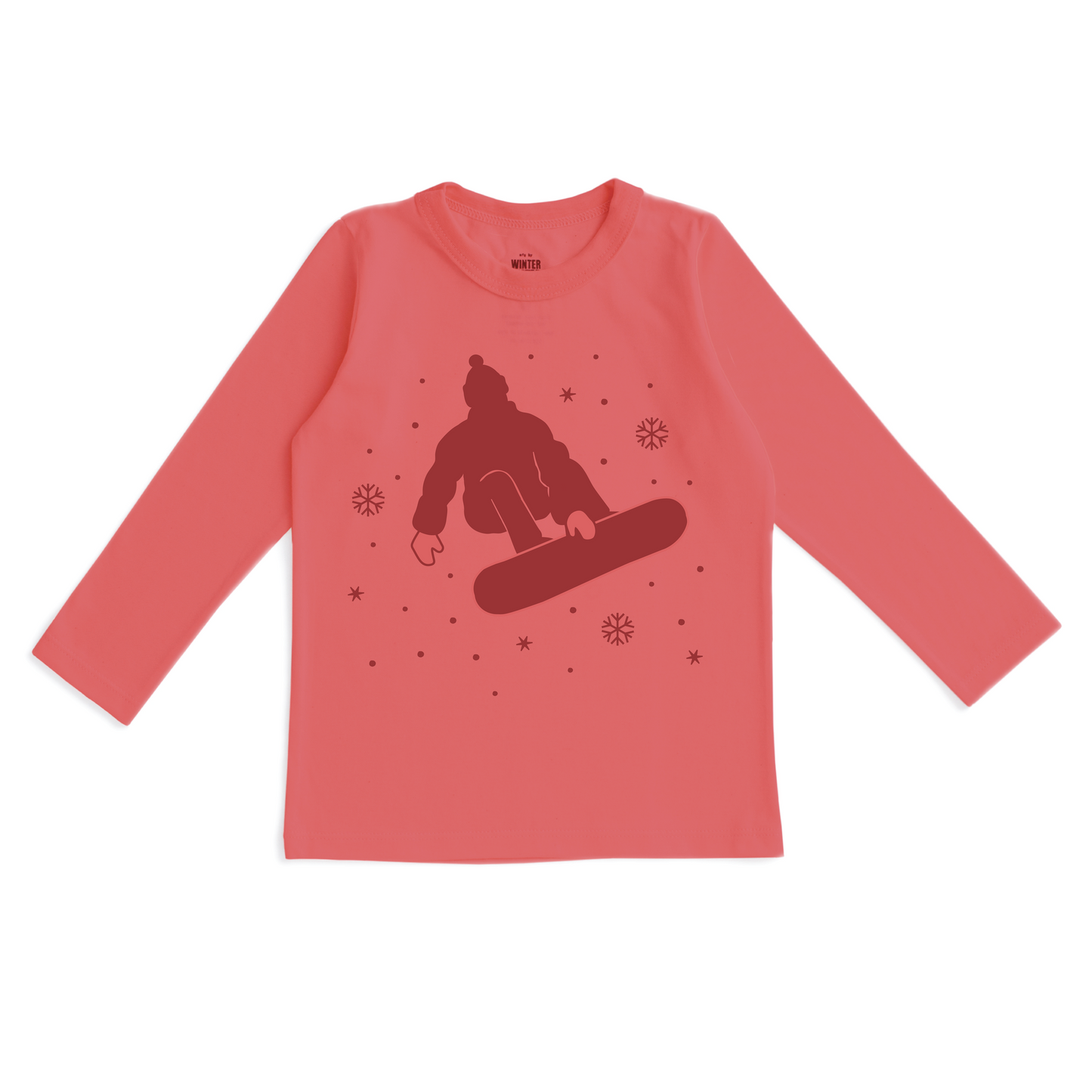 Long-Sleeve GRAPHIC Tee - Snowboarder Coral