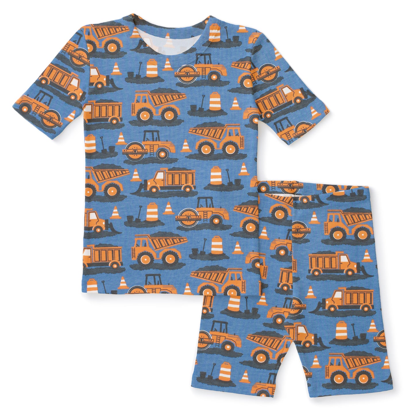 Kids Summer Pajama Set - Roadwork Orange & Blue
