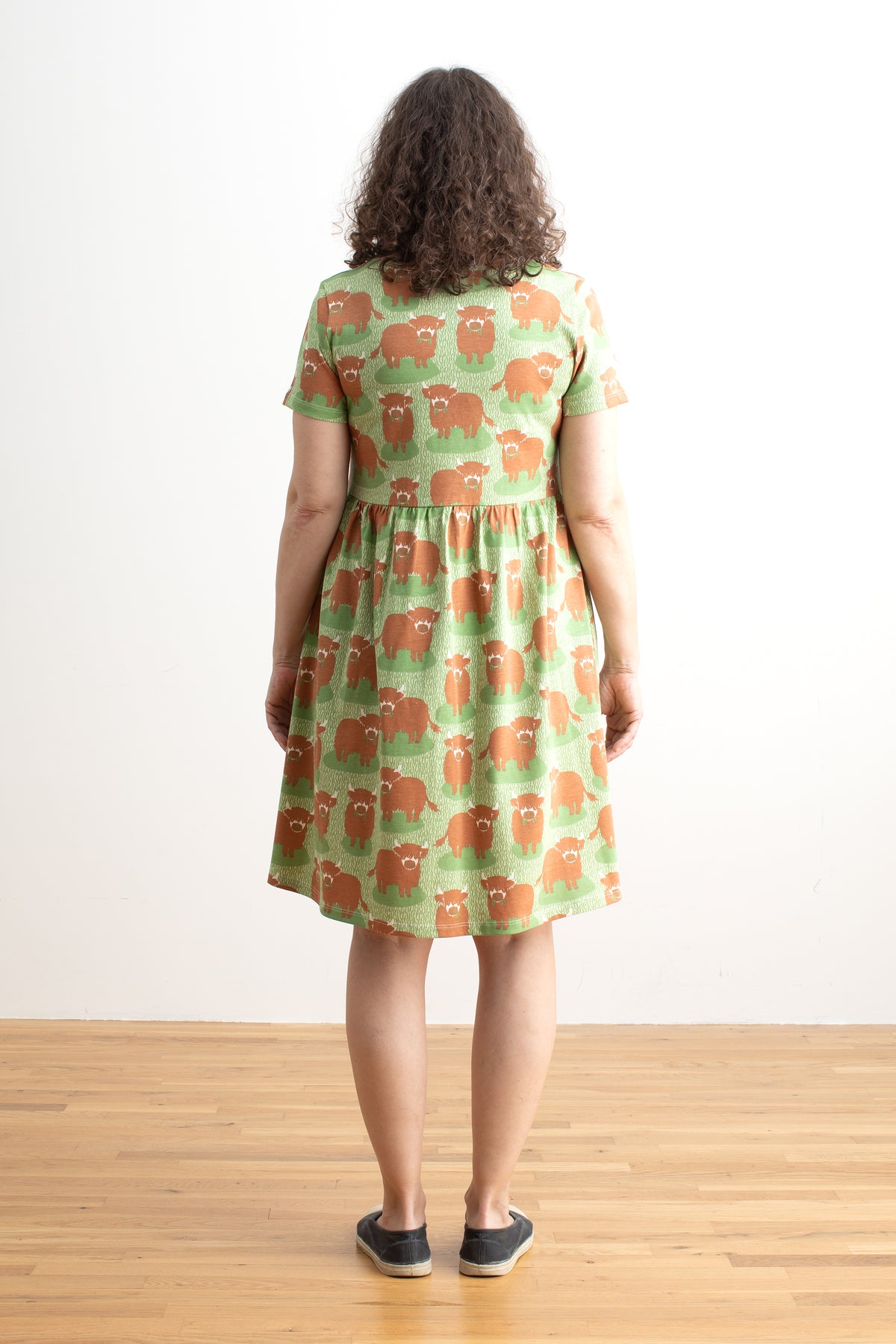 Stockholm Dress - Highland Cows Green