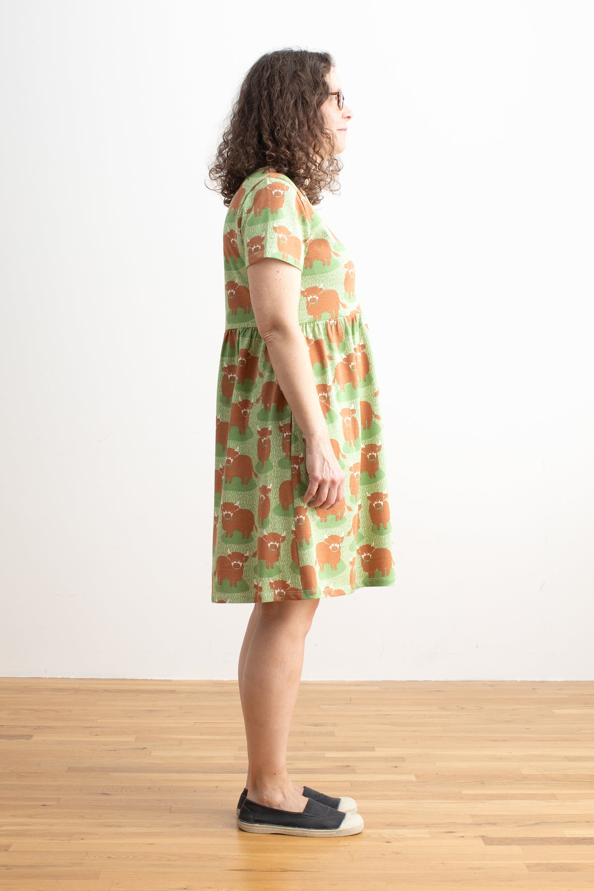 Stockholm Dress - Highland Cows Green