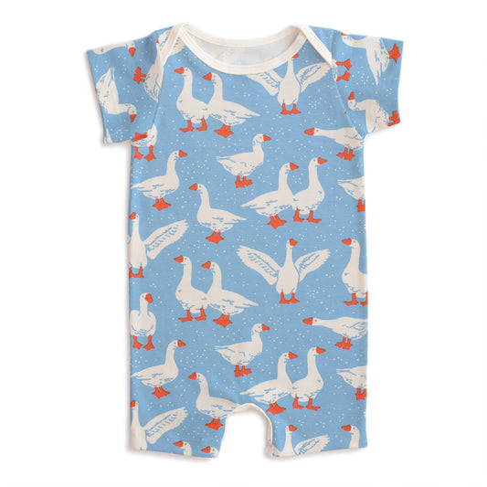 Summer Romper - Silly Geese Blue