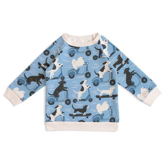 Sweatshirt - Dogs on Scooters Blue