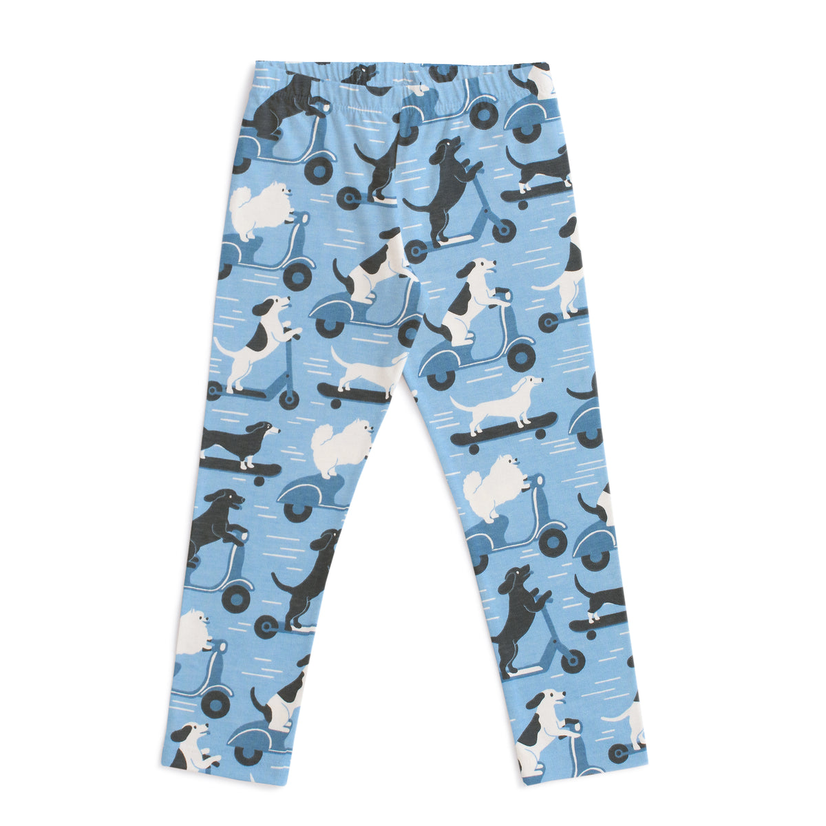 Leggings - Dogs on Scooters Blue