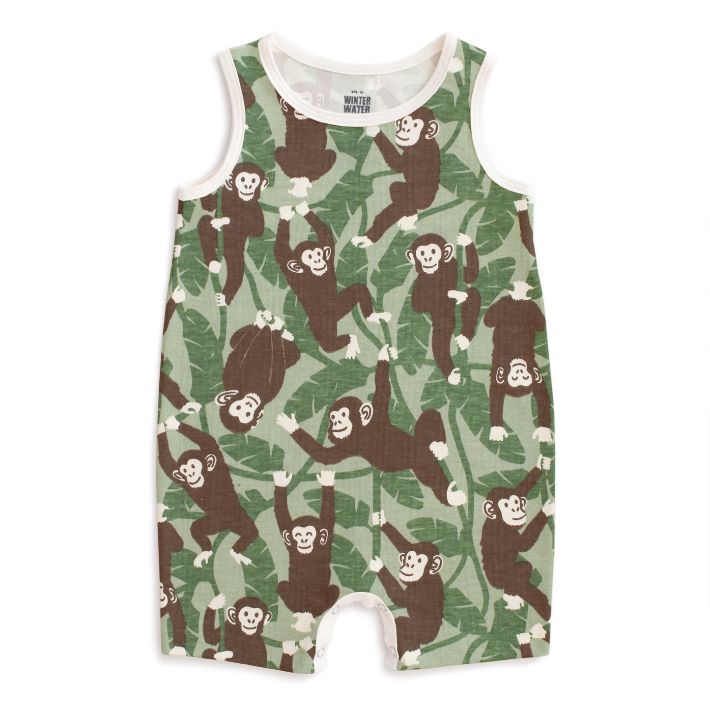 Tank Top Romper - Chimpanzees Green