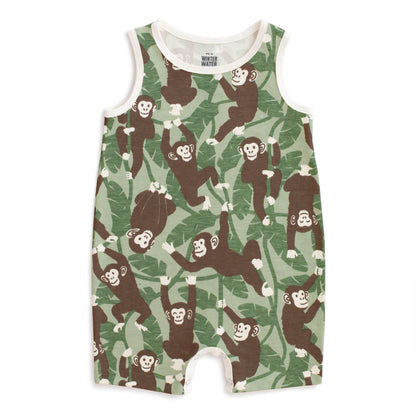 Tank Top Romper - Chimpanzees Green