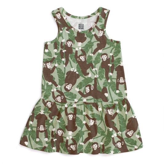 Valencia Dress - Chimpanzees Green
