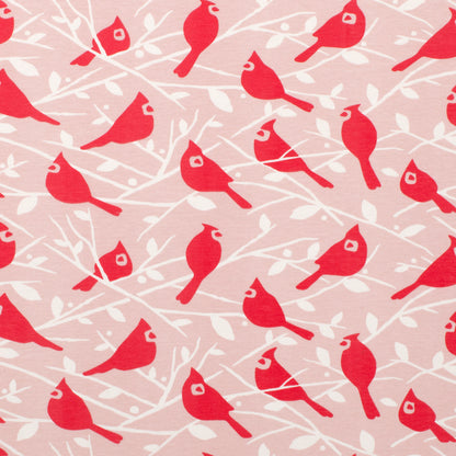 Long-Sleeve Lap Tee - Birds In the Trees Red & Pink