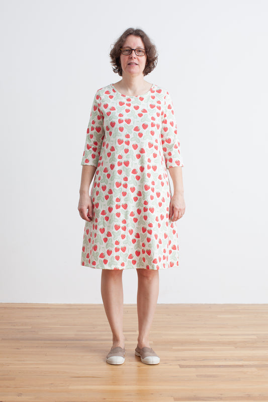 Helsinki Dress - Strawberries Red & Green
