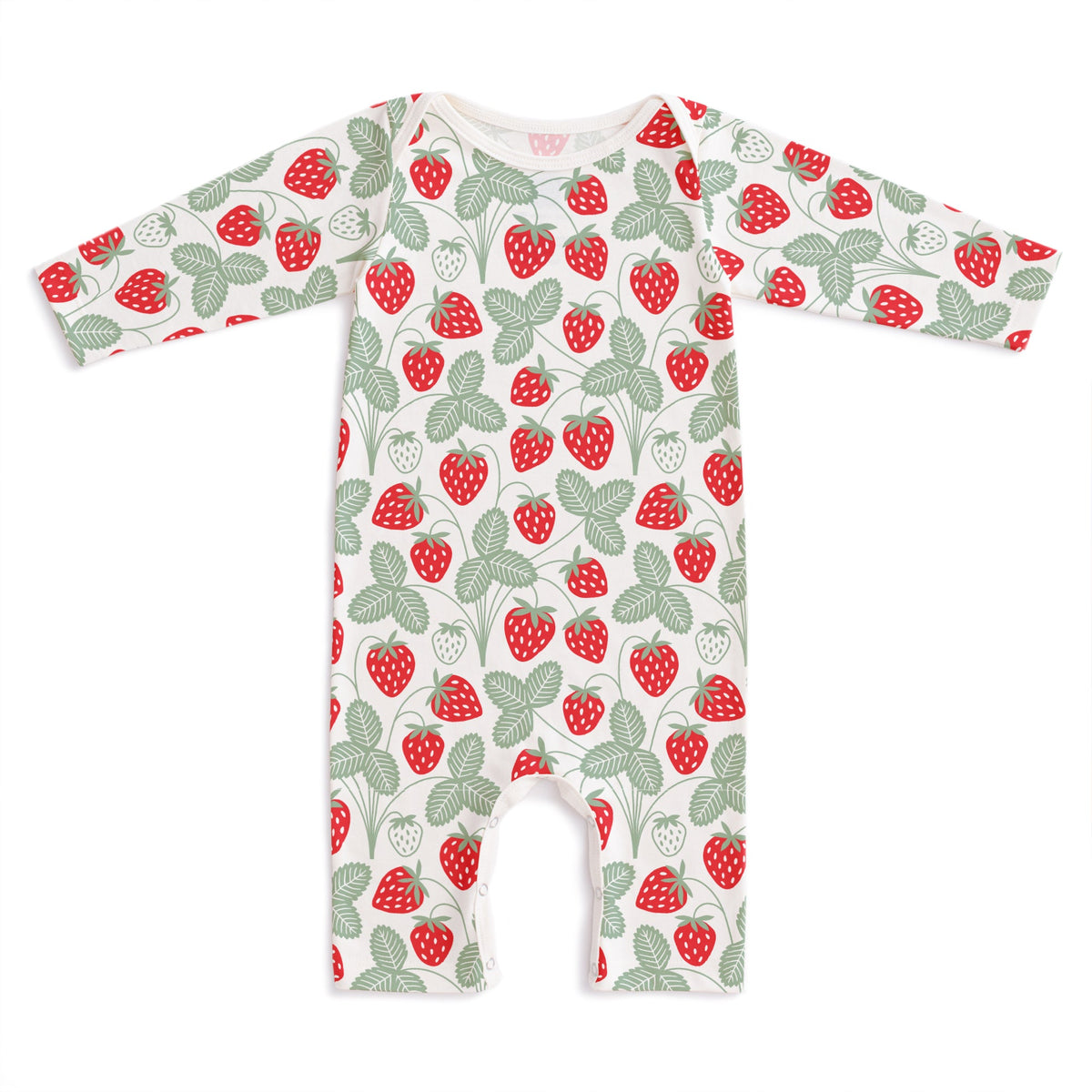 Long Sleeve Romper - Strawberries Red & Green