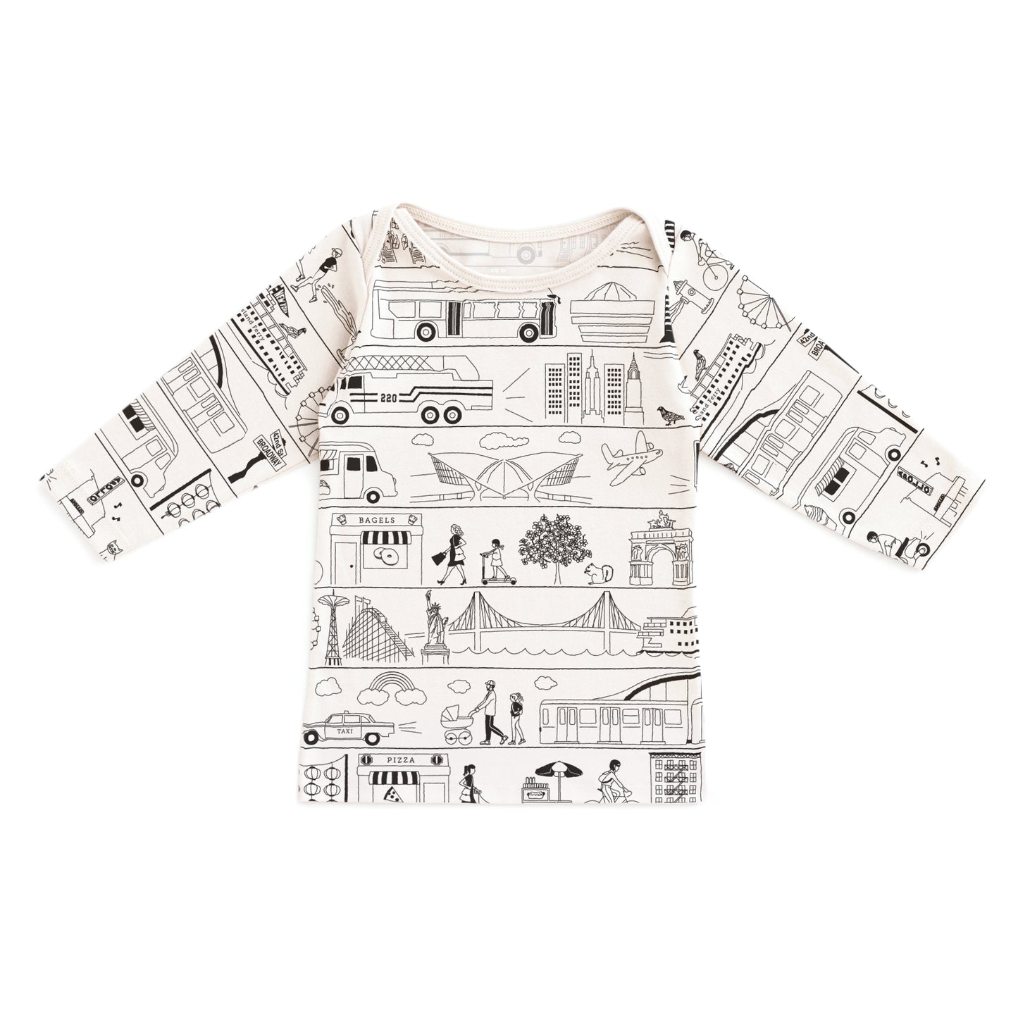 Long-Sleeve Lap Tee - New York On The Go Black