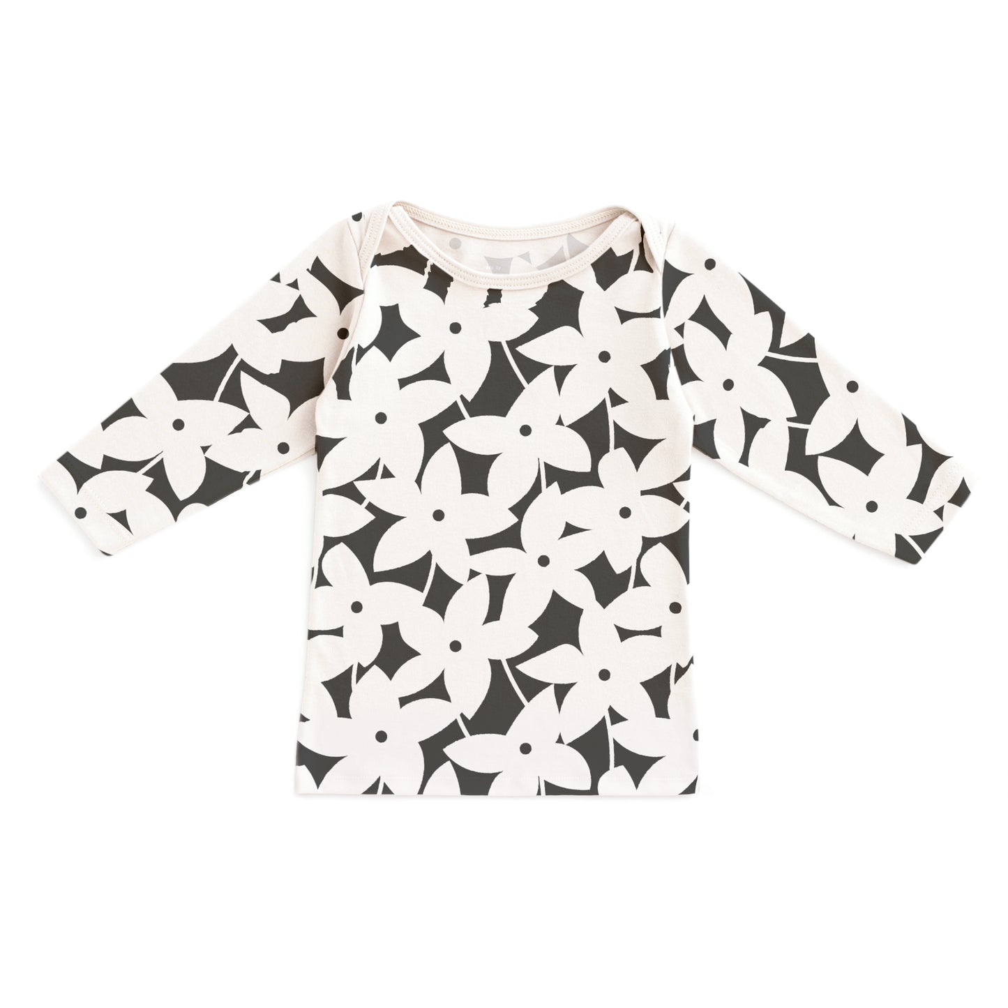 Long-Sleeve Lap Tee - Pinwheel Flowers Charcoal