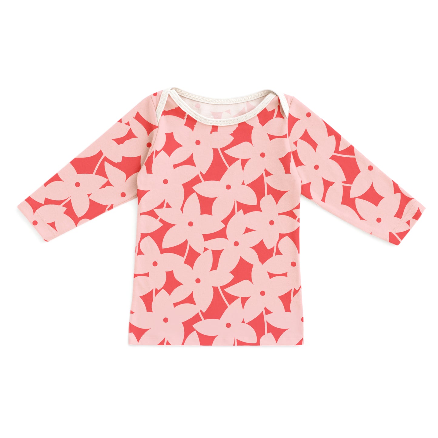 Long-Sleeve Lap Tee - Pinwheel Flowers Pink