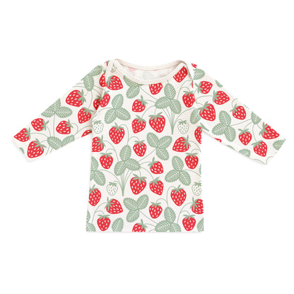 Long-Sleeve Lap Tee - Strawberries Red & Green