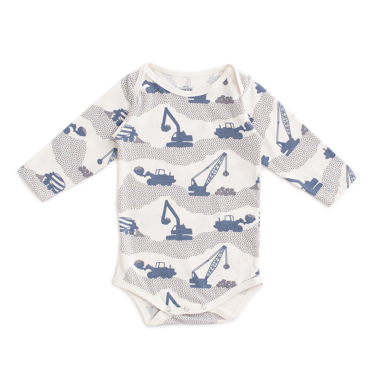 Long Sleeve Snapsuit - Construction Slate Blue & Grey