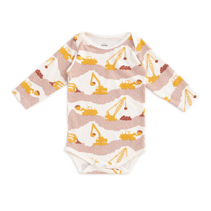 Long Sleeve Snapsuit - Construction Yellow & Chestnut