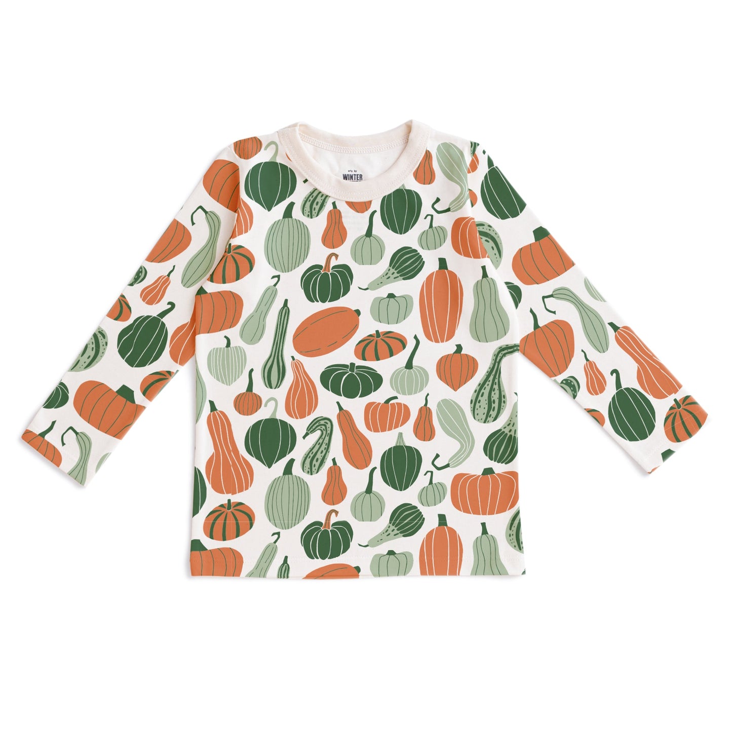 Long-Sleeve Tee - Gourds & Pumpkins Green & Orange