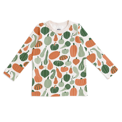 Long-Sleeve Tee - Gourds & Pumpkins Green & Orange
