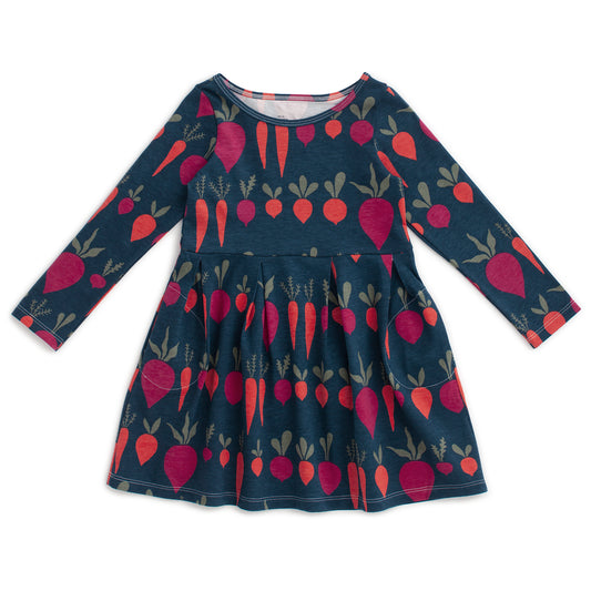 Madison Dress - Root Vegetables Night Sky