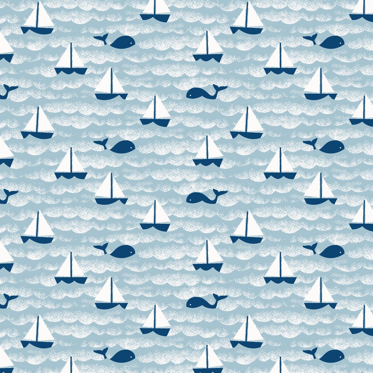 Short-Sleeve Tee - Sailboats Ocean Blue & Navy
