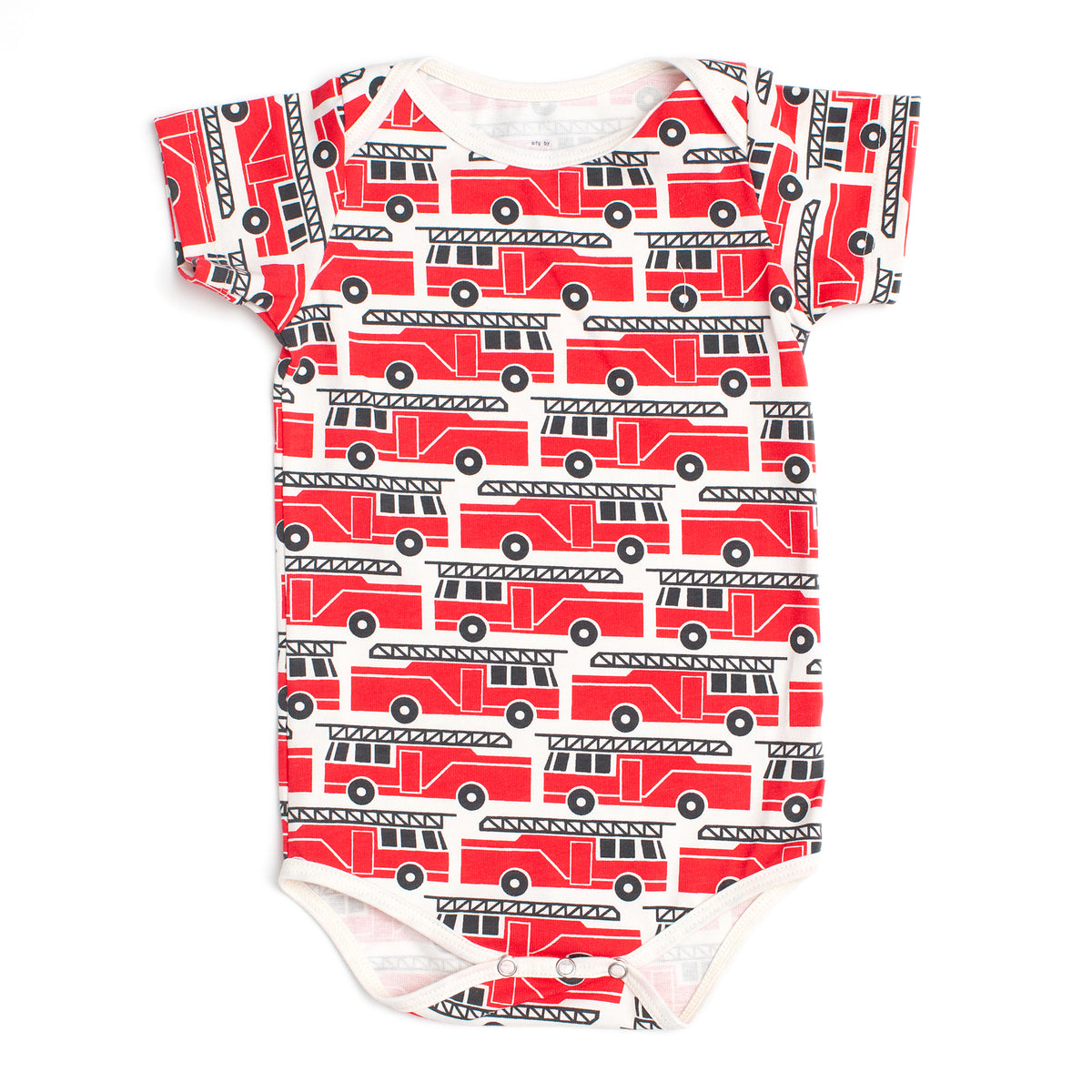 Short-Sleeve Snapsuit - Firetrucks Red