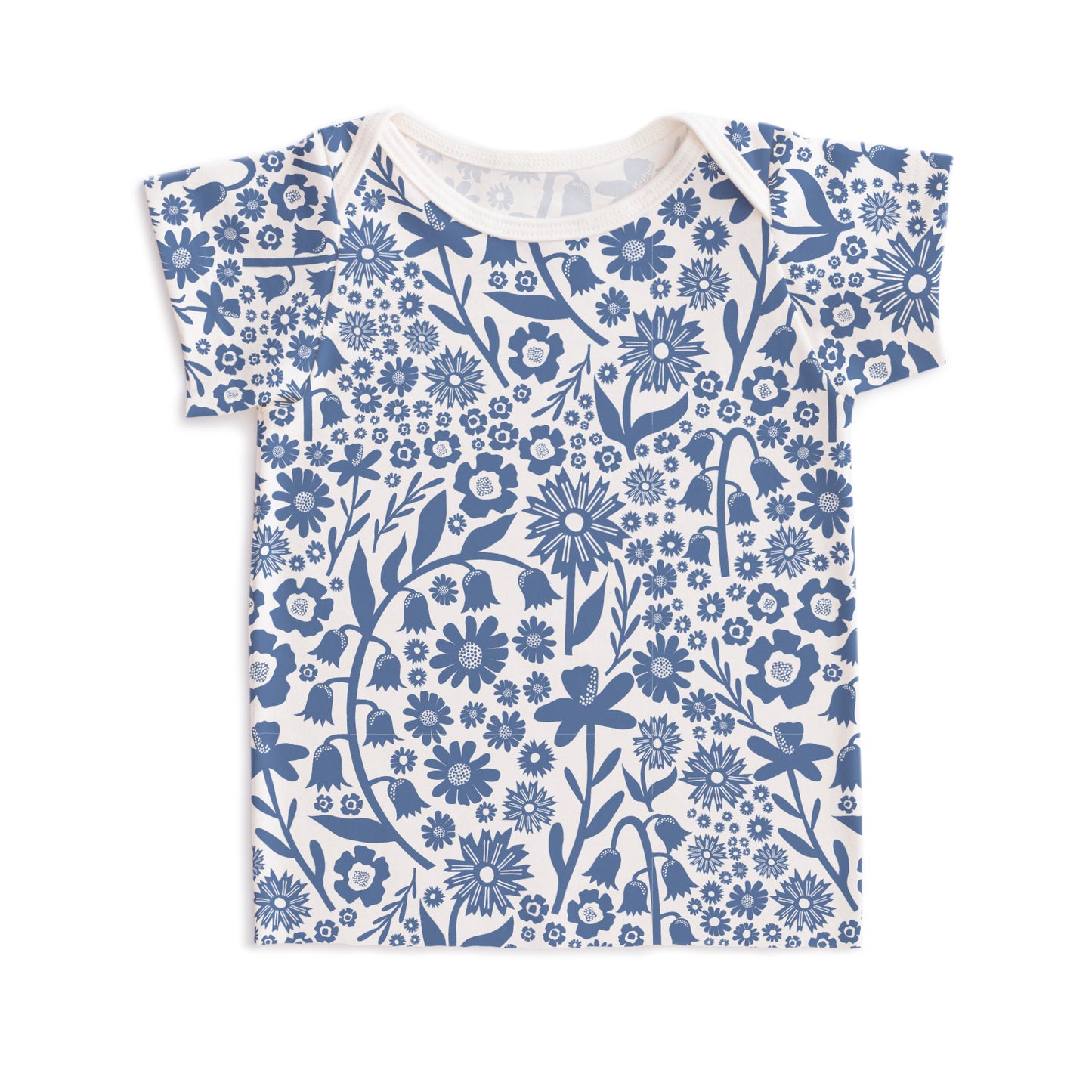Short-Sleeve Lap Tee - Dutch Floral Delft Blue