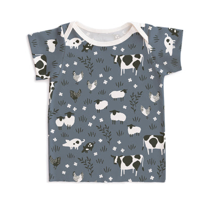 Short-Sleeve Lap Tee - Farm Animals Slate Blue