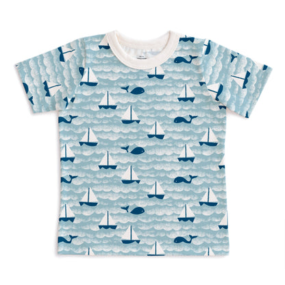 Short-Sleeve Tee - Sailboats Ocean Blue & Navy