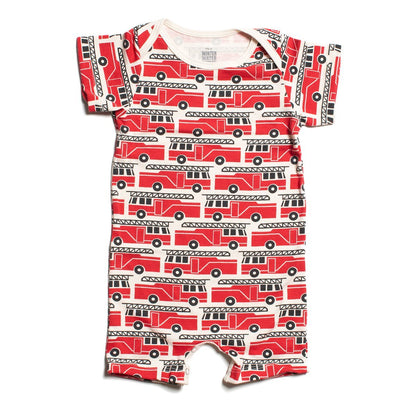 Summer Romper - Firetrucks Red